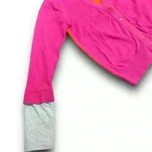 Princess Vera Wang Y2K cardigan button up sweater pink multi colorblock glitter - Picture 3 of 11